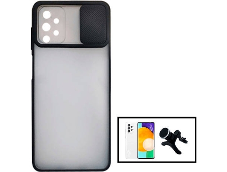 Kit Carcasa + Protector de Pantalla Hidrogel Full Cover + Soporte Galaxy A52 G4M Negro