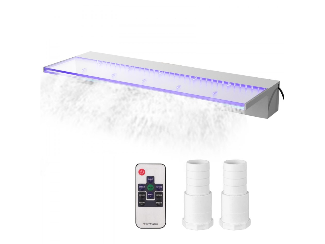 Cascada de piscina acrílica con LED RGB, fuente de agua e iluminación colorida Tekmaquinas