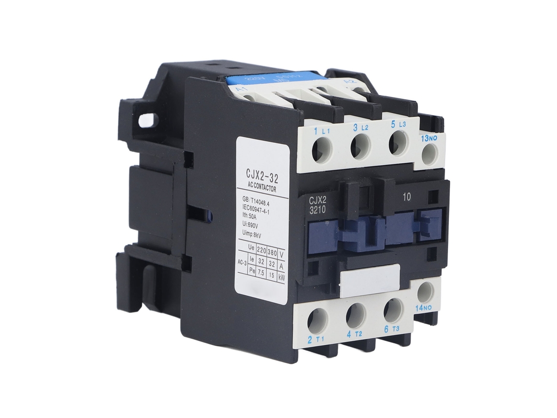 Contactor Eléctrico De Ca De 220 V Y 32 A Con Contacto Normalmente Abierto, Aleación De Plata, Bobina Cjx2-3210