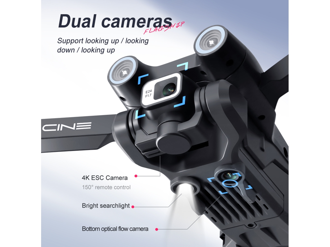 I3 Pro Mini Drone con cámara dual 4K (1 baterías - Duración de la batería: 15 min - Negro) YIZHOOD