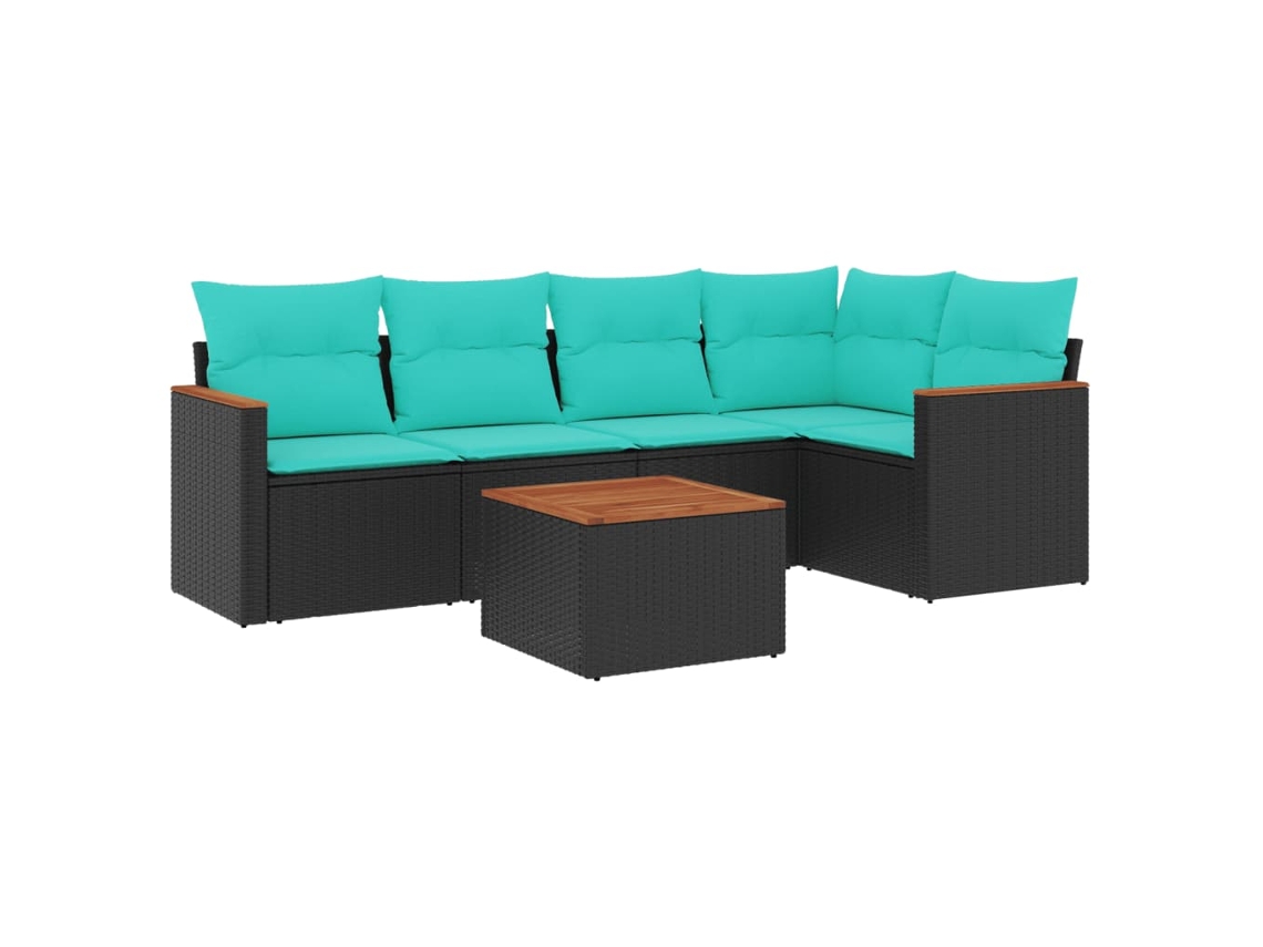 Maison Exclusive - Conjunto De Sofá De Jardín De 6 Piezas Con Cojines, De Poliratán Negro