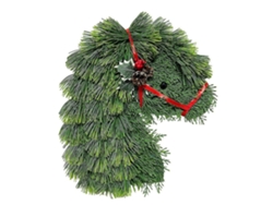 Rebe-guirnalda De Cabeza De Caballo Para Puerta Principal Rama Artificial De Pino Con Ribbon Rojo Decoración Rústica Verde