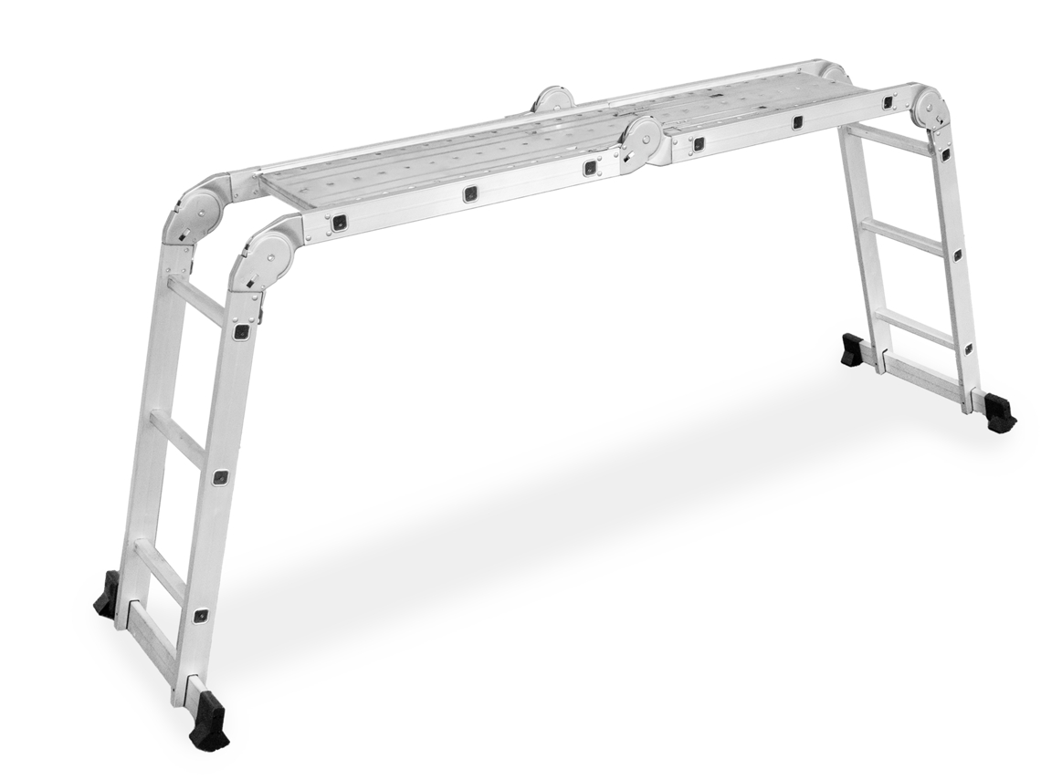 Escalera Plegable De Aluminio, Multifuncional, Articulada, 4x3 + Plataforma Baulich