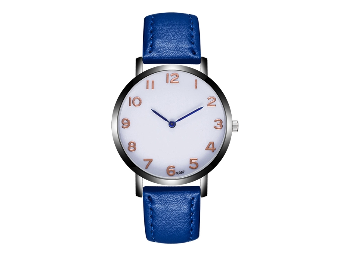 Reloj De Pulsera De Cuarzo Para Hombre Con Esfera Blanca Y Números En Oro Rosa - Azul Real