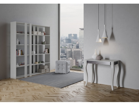 Consolas Olanda Iron Small Extensible hasta 196 cm ITAMOBY (90 x 40 x 77 cm - Paneles de Melamina - Fresno Blanco)
