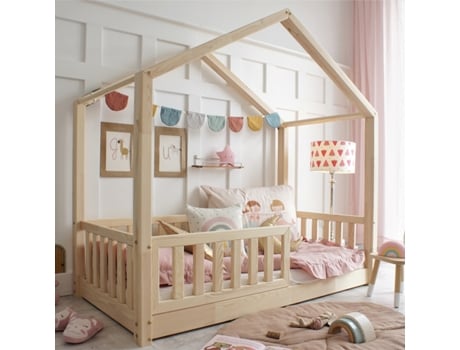 Roxane PETITS-MEUBLES Cama Somier Barrera Madera Beige (90x190)