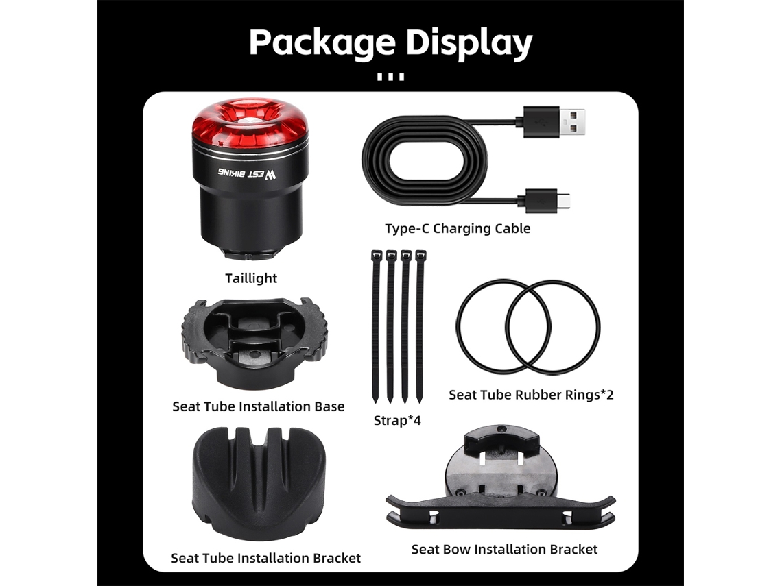 Luz Trasera Recargable Usb Para Bicicleta Con Sensor De Freno, Alta Visibilidad, Multifuncional, Luz Trasera Para Bicicletas De Carretera.