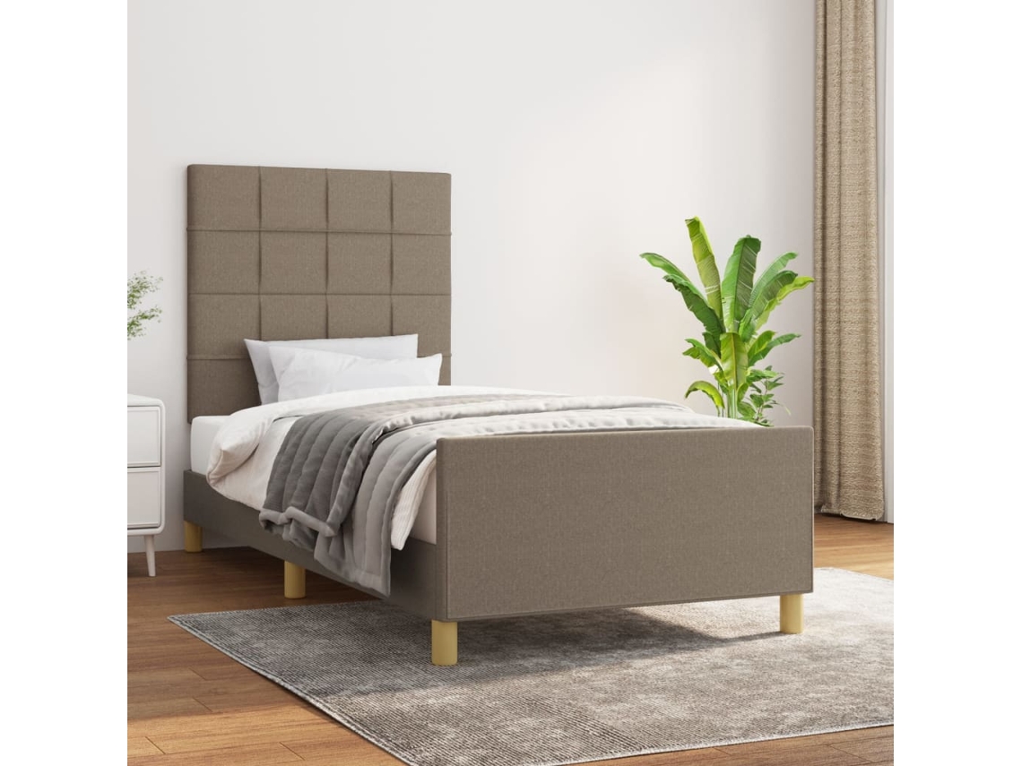 Estructura De Cama Sin Colchón Tela Taupe 90x200 Cm