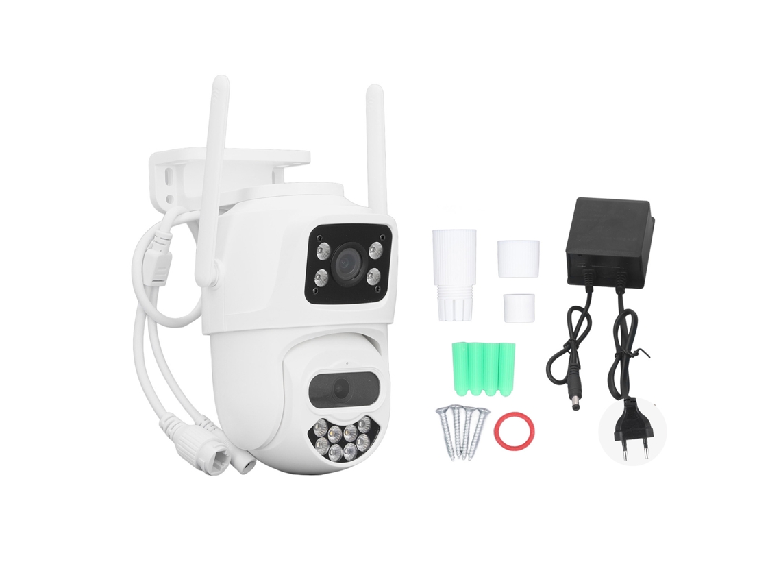 Cámara De Vigilancia Wifi Con Doble Lente, Hd, Visión Nocturna, Intercomunicador Bidireccional Y Detección Inteligente.