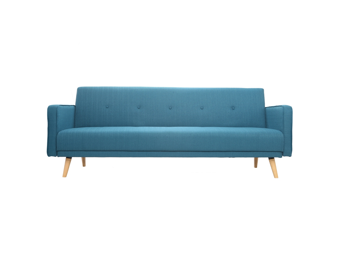 Sofá Convertible 3 Plazas Diseño Escandinavo Azul Ulla MILIBOO