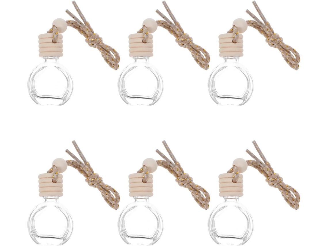 Juego De 6 Ambientadores Colgantes Para Coche, 10 Ml, Vidrio Transparente, Decorativos Y Reutilizables.