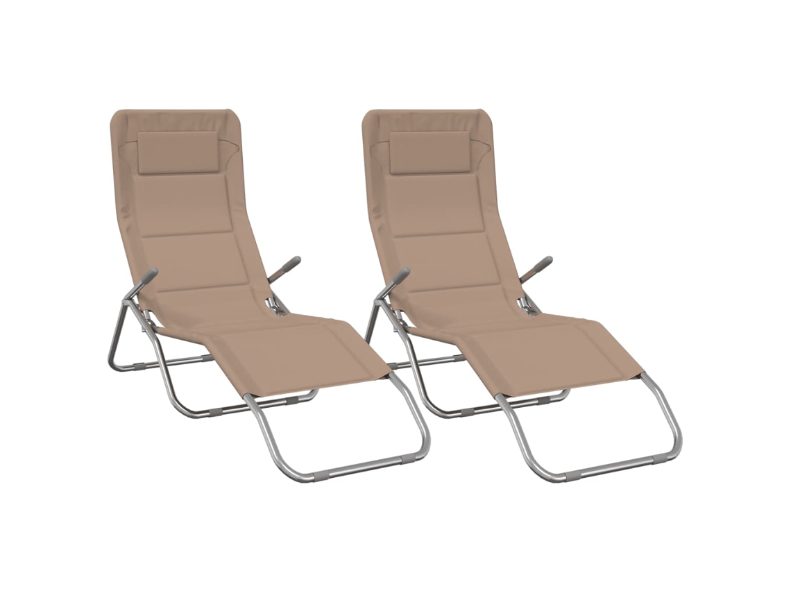 Conjunto 2 Tumbona plegable VIDAXL textilene acero con recubrimiento taupe