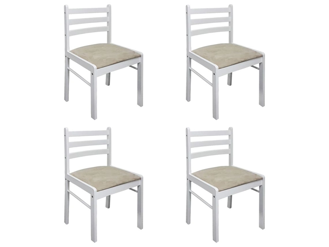 Conjunto 4 Cadeira de sala VIDAXL Branco Madeira (44x45x81 cm)
