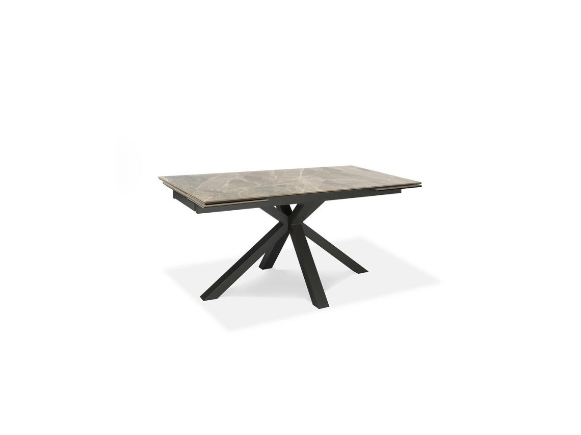Mesa Extensible de 160Cm a 240Cm Moderna Tapa Cerámica sobre Vidrio Templado Mármol Antracita SOLOLED