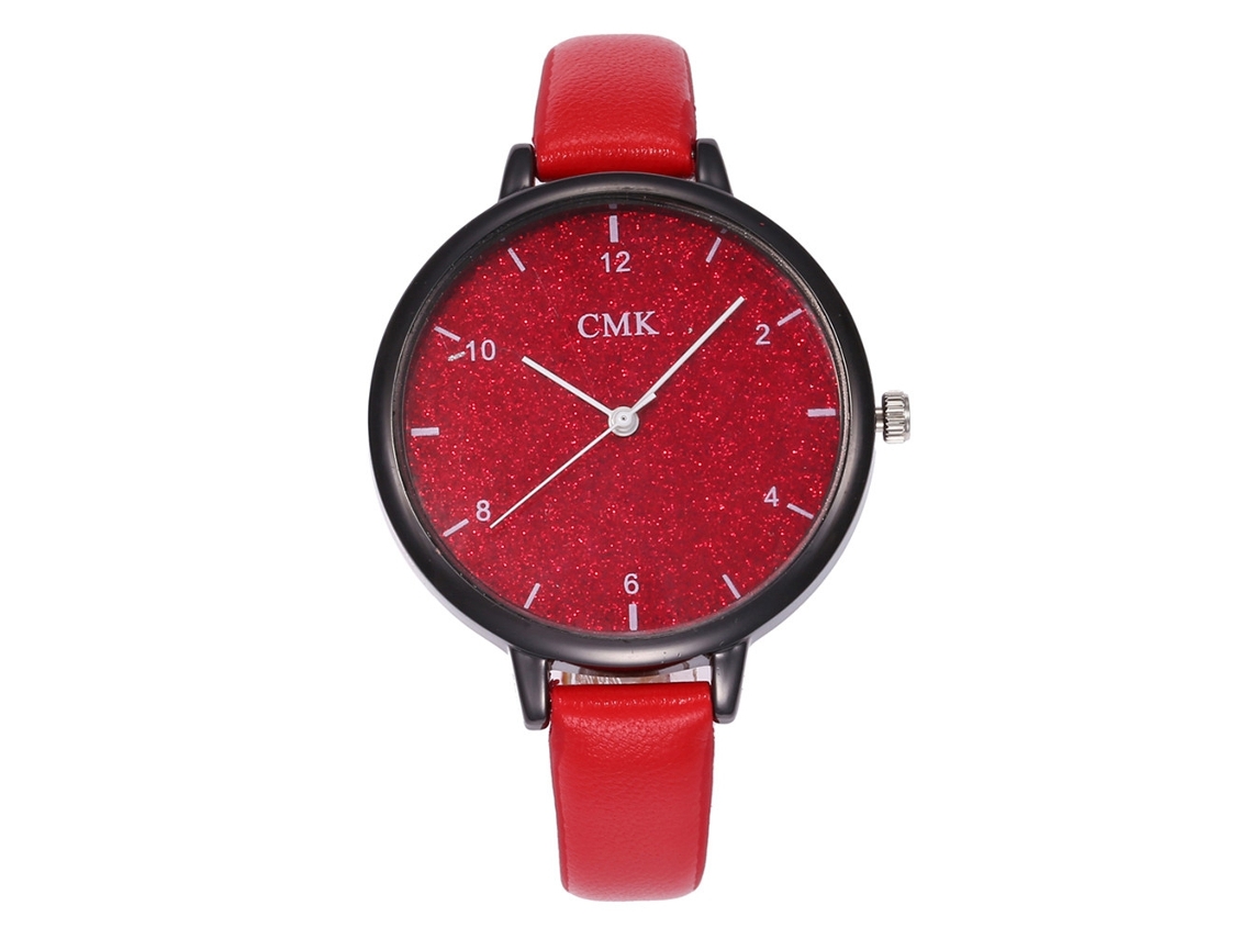 Reloj De Cuarzo Cmk Para Mujer Con Correa De Piel Sintética Rosa Con Diseño De Estrella.