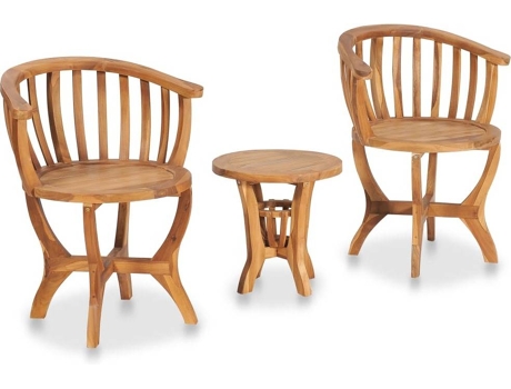 Conjunto 3 Mesa y sillas de bistró para jardín VIDAXL madera maciza teca