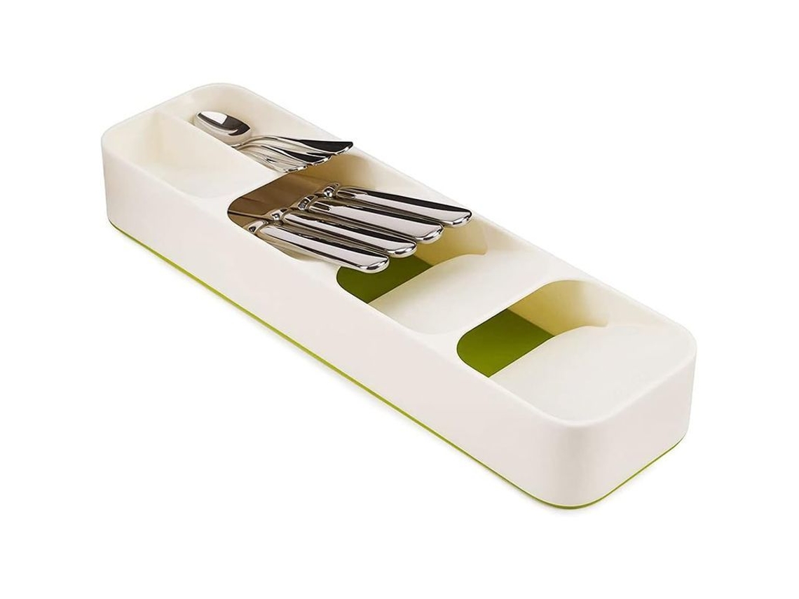 Omni-bandeja De Cubiertos Para Cajón Cocina 2 Compartimentos Plástico Bpa Free Organizador Anti-deslizante 15.6x4.33x2.25 Pulgadas Blanco