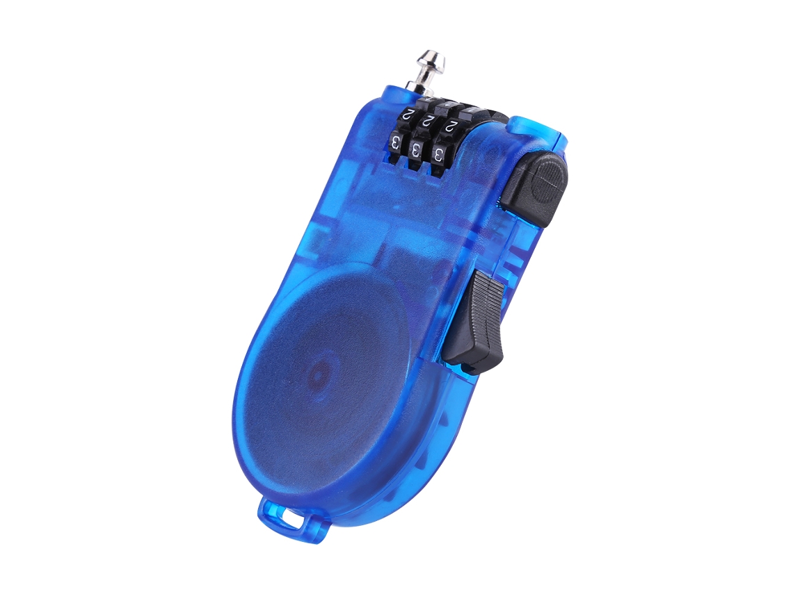 Candado De Combinación Con Cordón Telescópico Transparente Para Mochilas Y Portátiles - Azul