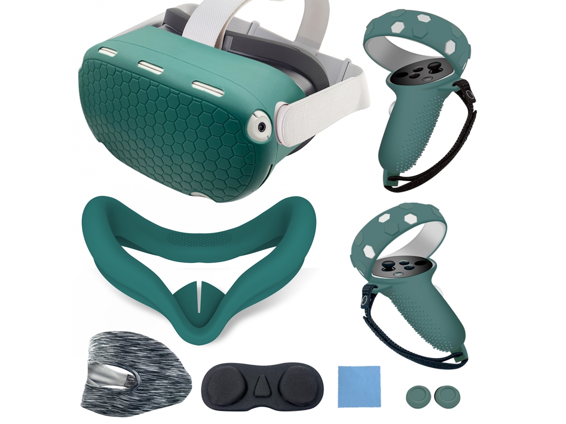 Juego De 7 Fundas Protectoras De Silicona Para Oculus Quest 2, Antideslizantes Y Anticaídas, Digitallab (verde)