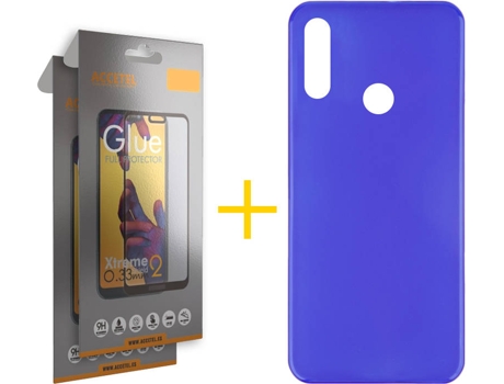 Kit Funda + 2 Protectores de Pantalla Huawei Y7 2019 ACCETEL Liso Azul