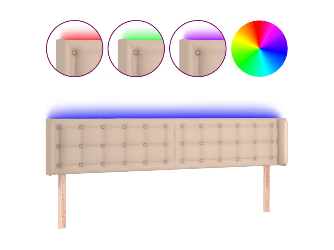Maison Exclusive - Cabecero Con Led Cuero Sintético Capuchino 183x16x78/88 Cm