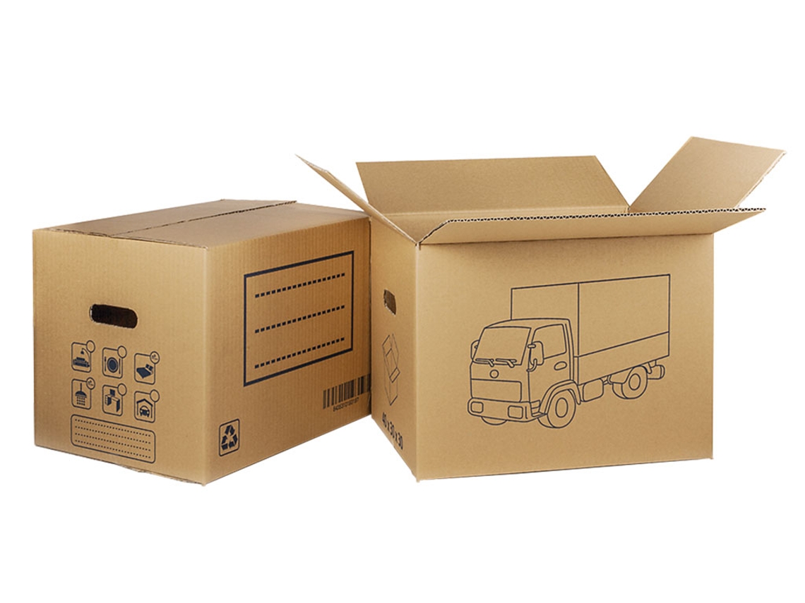 Caja cartón mudanza asa troquel