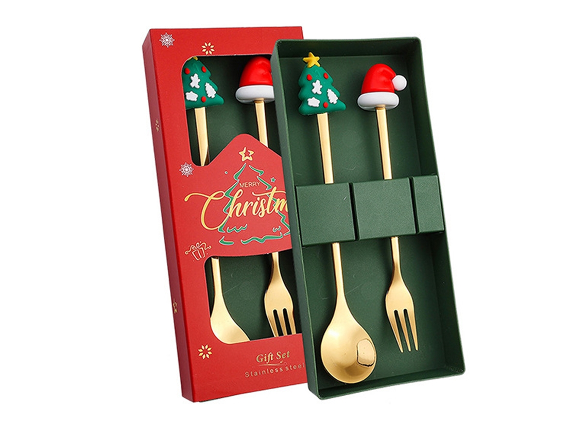 Juego de 2 cubiertos de acero inoxidable (regalo)