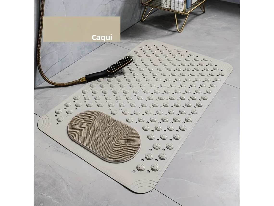 (caqui) Alfombra De Baño Antideslizante De Pvc Con Nudo De Masaje, 0,8 Cm De Grosor, 2600 G/m²