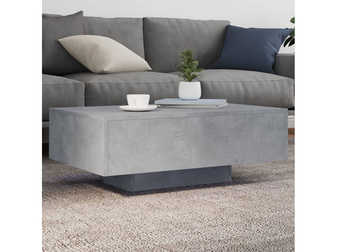 Mesa De Centromesa Auxiliarmesita De Centro Con Luces Led Gris Hormigón 85x55x31 Cm Wsd17281