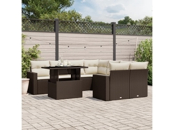 Conjunto de sofá de jardín de 9 piezas con cojines de mimbre marrón de DKD Home Decor