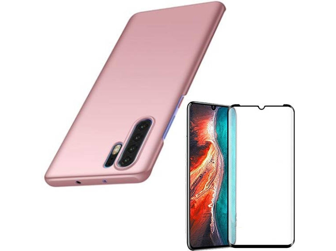Kit Carcasa y Protector Cristal 5D Huawei P30 Pro SlimShield Rosa