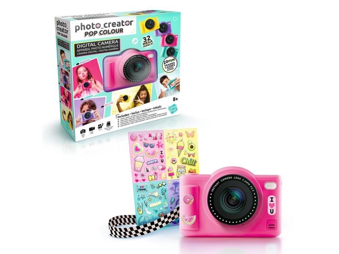 Cámara digital Photo Creator Pop color rosa con tarjeta SD de 8 GB incluida CLK 042 Canal Toys