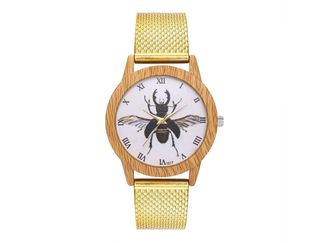 Reloj Analógico De Cuarzo Con Elegante Y Sencilla Correa De Malla Para Hombre Y Mujer (dorado)