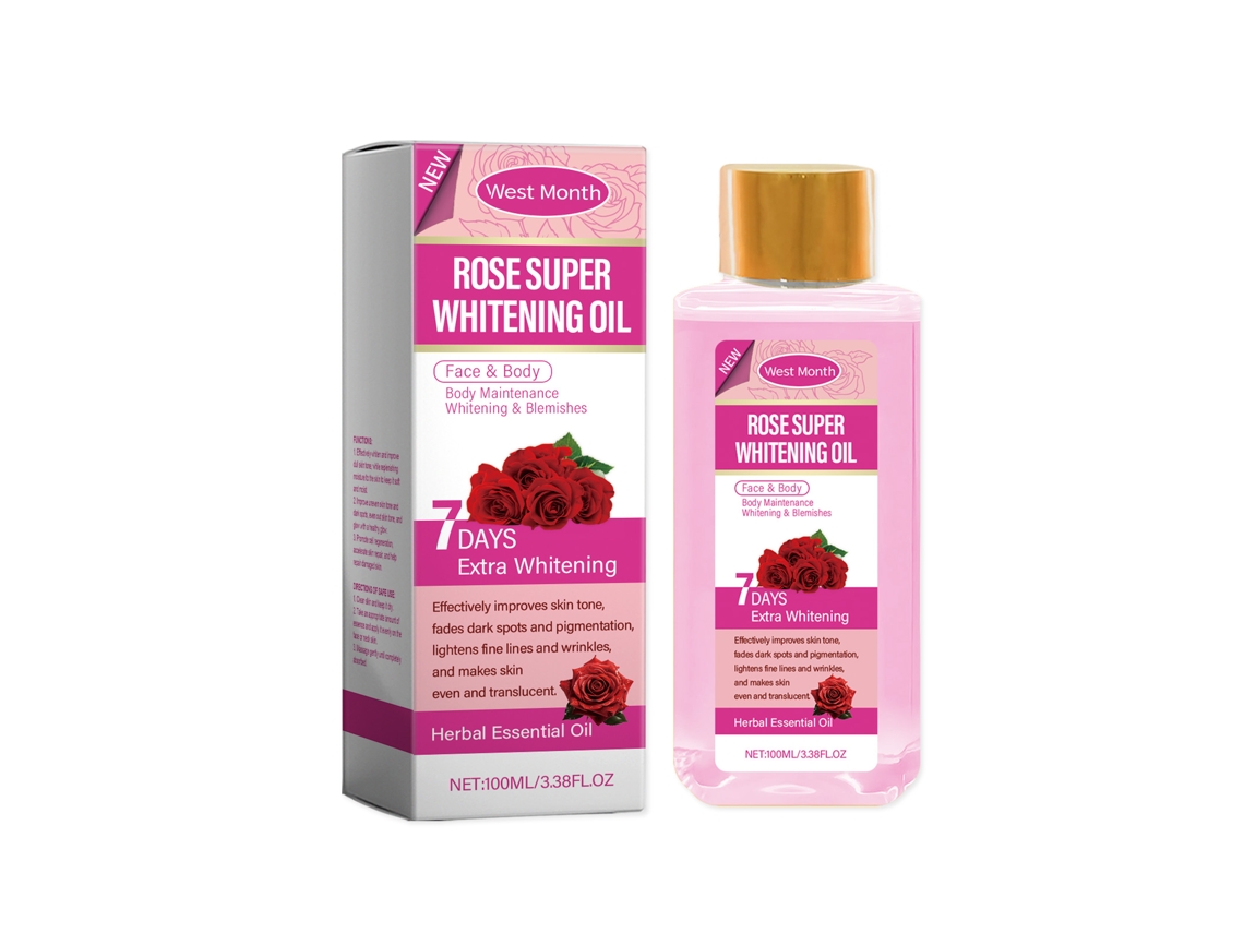 Aceite corporal aclarante de rosas para blanquear la piel
