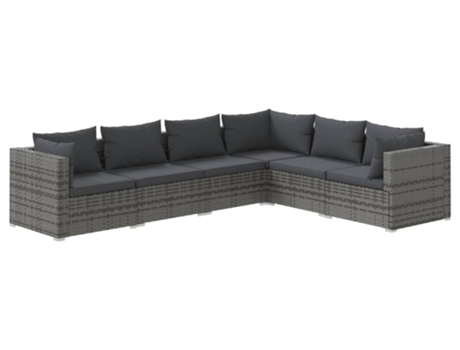Conjunto 6 de muebles de jardín VIDAXL y cojines ratán sintético gris