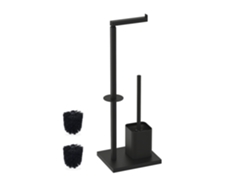 Juego De Baño Relaxdays, Hbt: 67,5 X 20 X 15,5 Cm, Metal, Soporte De Papel Higiénico, Escobilla De Baño, Negro