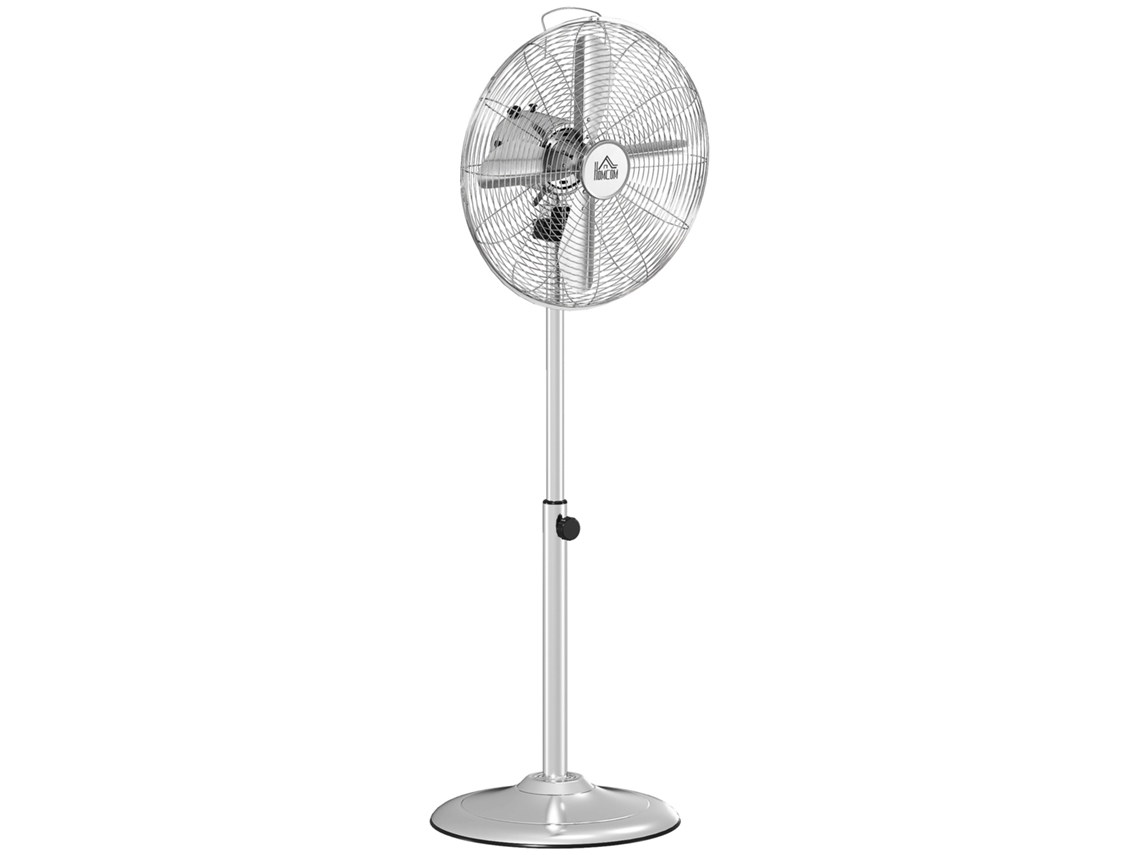 Ventilador De Pedestal, 120cm, Altura Regulable, 3 Velocidades, Inclinación Regulable, Madera Arce, Plateado