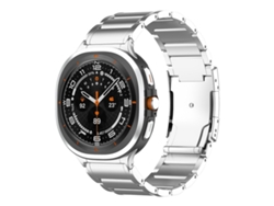 Bracelete Para Samsung Galaxy Watch Ultra - Titânio Com Fivela Tartaruga E Três Contas (47mm) - Prateada