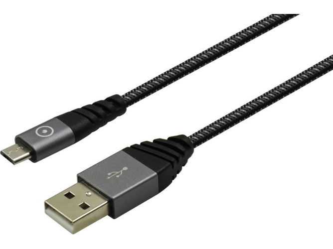 Cable MUVIT Tiger (USB - MicroUSB - 1.20 m - Gris) — microUSB | 2,4 A