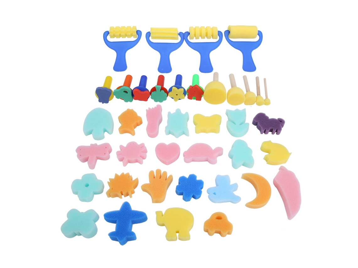 39 pinceles de esponja para pintar, juguetes, herramientas de dibujo y garabatos para niños.