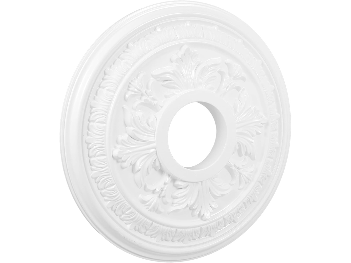 Florón De Techo Redondo De Poliuretano Blanco, Base Decorativa Para Lámpara De Techo, Duradero.