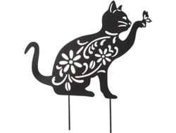 2026-estaca Decorativa De Gato Silueta Negra Hueca Para Jardín Exterior Protector De Mascotas