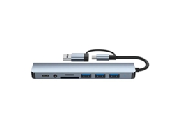 Estación de acoplamiento USB-C/USB 3.0 8 en 2 con adaptador USB 3.0, 3 puertos USB 2.0 y lector de tarjetas SD/TF
