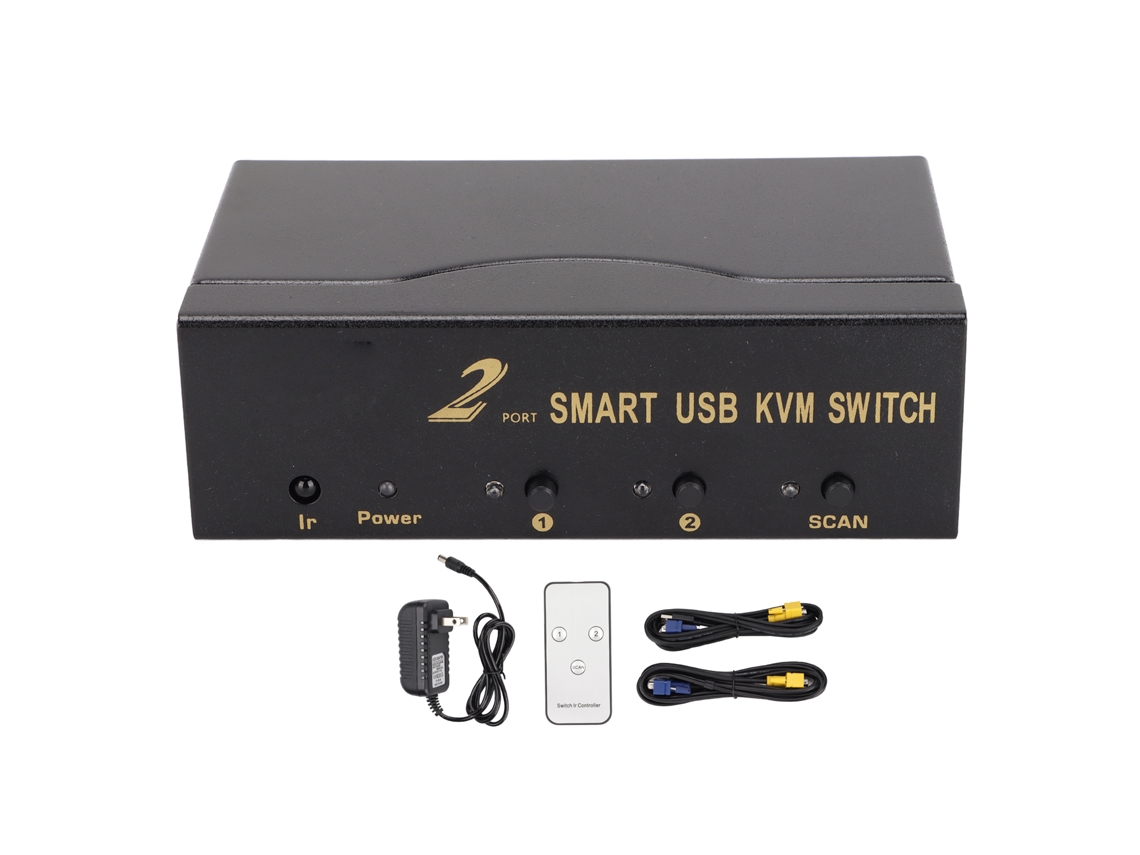 Conmutador Kvm Vga 2 Entradas 1 Salida Conmutador De Computadoras Múltiples 4 Puertos Usb De Conexión