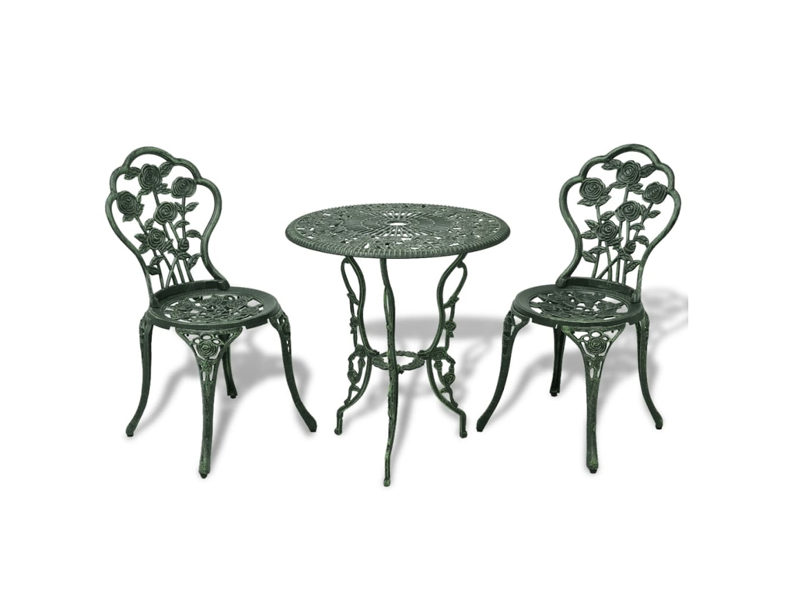 Juego de bistró de 3 piezas de aluminio fundido verde Dkd Home Decor