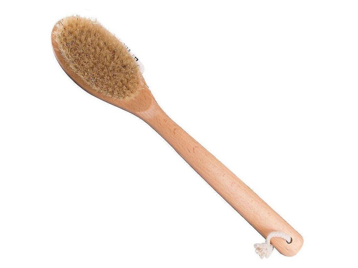 Cepillo De Baño Corporal Con Cerdas Naturales Y Mango Largo De Madera.