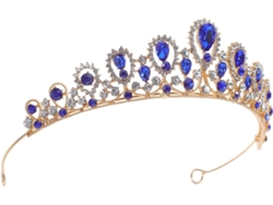 Tiara Barroca Nuobesty, Corona En Forma De Lágrima Con Pedrería Azul, Diadema Ligera Y Cómoda.