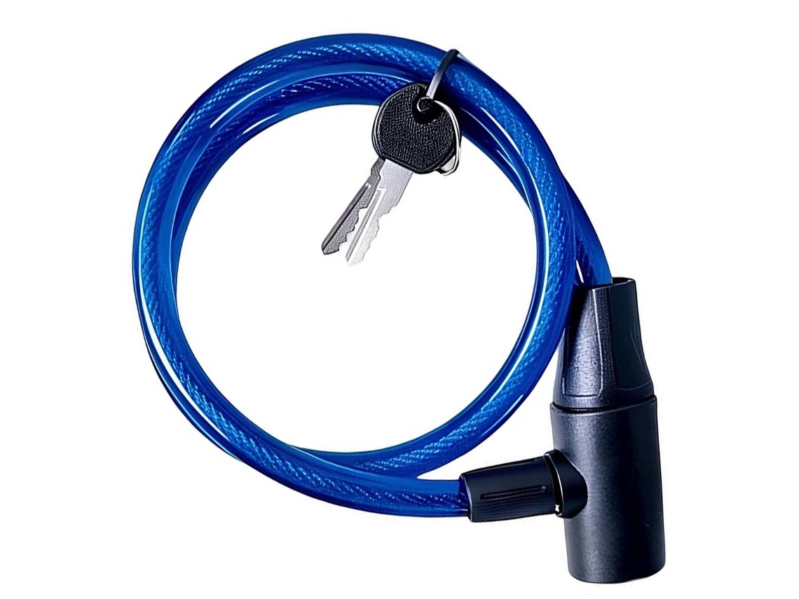Cable Antirrobo Cilíndrico con Llave para Bicicleta y Patinete Azul AVIZAR