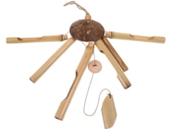 Pequeño Carillón De Viento Colgante De Bambú Con Cáscara De Nuez.