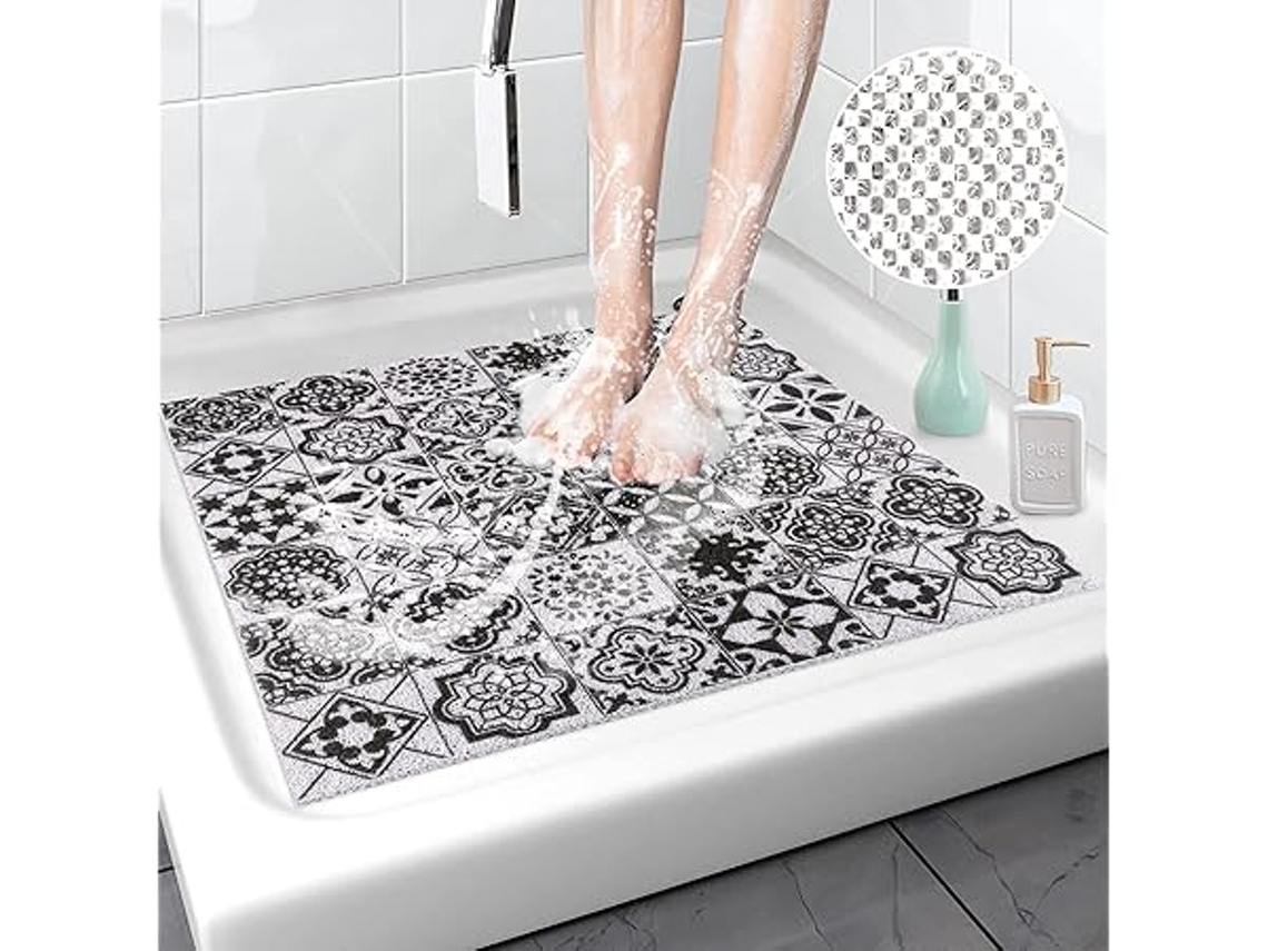 Alfombrilla De Baño Antideslizante Con Orificios De Drenaje, De Secado Rápido Y Resistente Al Moho (60 X 60 Cm). Limpieza Profunda.